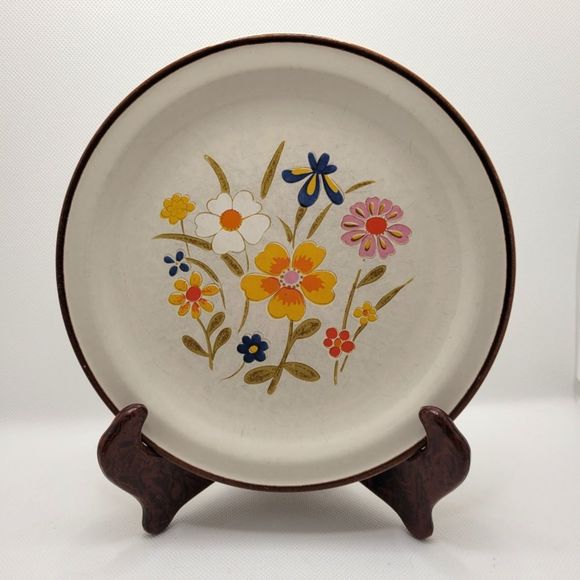 Spring Flower Grace Stoneware Japan Vintage Plate Cottagecore Retro Decor S-1443 - Picture 4 of 9